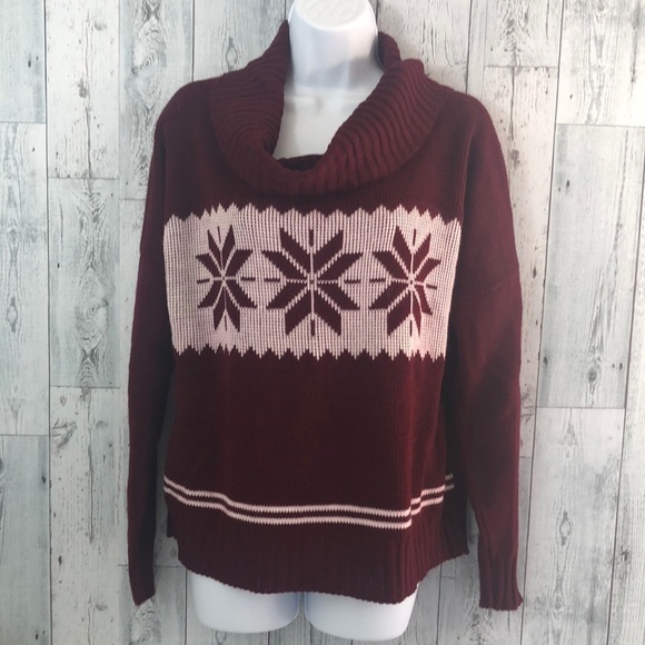 Sweaters - Snowflake Cowl Neck Sweater Large